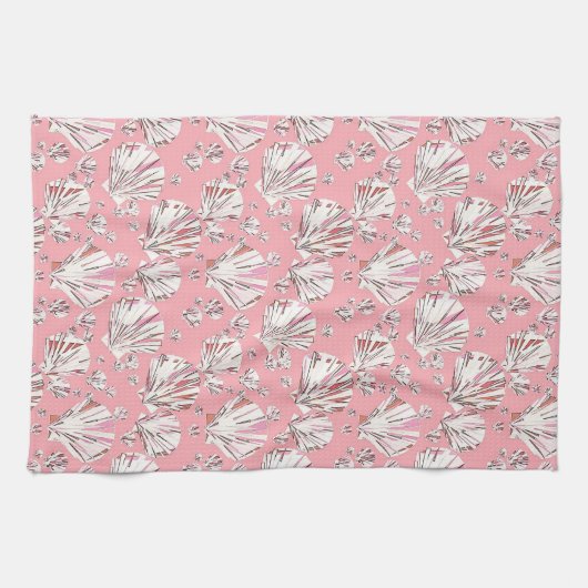 Koraalschelpen, witte schelpen en roze schalen, ro theedoek (Horizontaal)