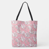 Koraalschelpen, witte schelpen en roze schalen, ro tote bag (Achterkant)