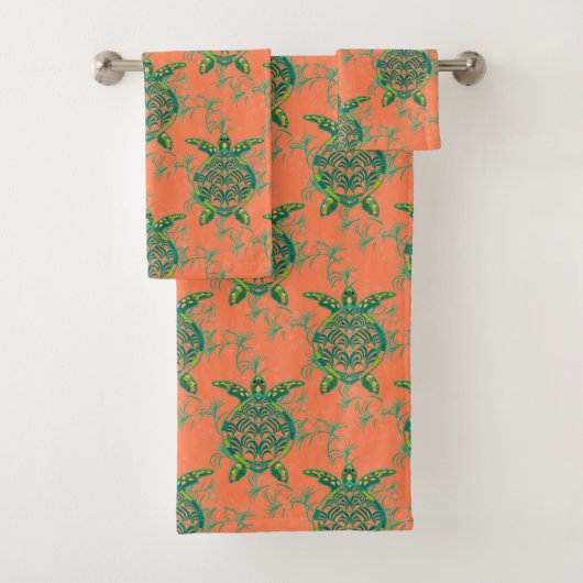 Koraalschildpad onder de doekset van het Zee Bad Handdoek (Insitu)