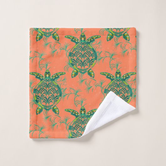 Koraalschildpad onder de doekset van het Zee Bad Handdoek (Wasdoekje)