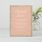 Koraalse  Burlap Wedding-uitnodigingen Kaart (Staand voorkant)