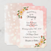 Koraalse Rozen Floral Elegant Wedding Kaart (Voorkant / Achterkant)