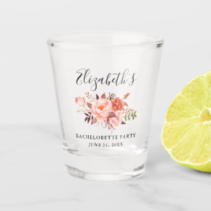 Koraalse Waterverf Floral Bachelorette Shot Glas