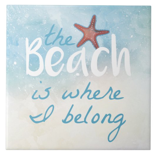 Koraalstaartvis met strand is waar ik deel tegeltje (Voorkant)