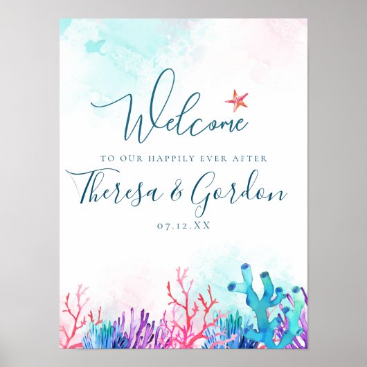 Koraalstaartvis, strand bruiloft poster (Voorkant)