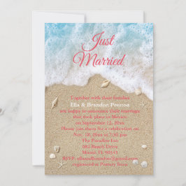 Koraalstrandgolven Net Getrouwd Na de Bruiloft Kaart