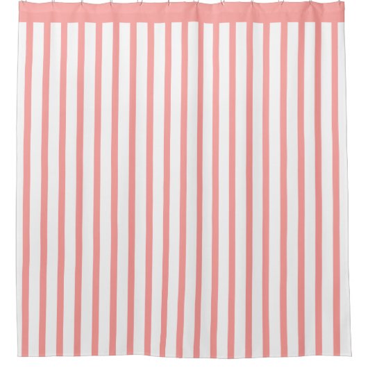 Koraalstreep met wit douchegordijn (Voorkant)