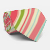 Koraalstrepen en groene strepen; Gestreepte Stropdas (Opgerold)