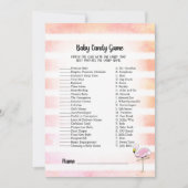Koraalstriped Baby Snoep Shower Game Kaart (Voorkant)