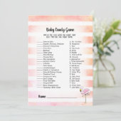 Koraalstriped Baby Snoep Shower Game Kaart (Staand voorkant)