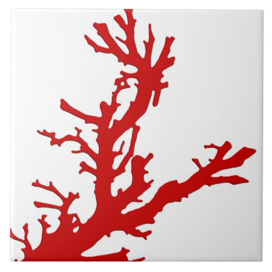 Koraaltak - donkerkoraal rood en wit tegeltje (Voorkant)