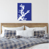 Koraaltak, marineblauw en wit canvas afdruk (Insitu (Slaapkamer))