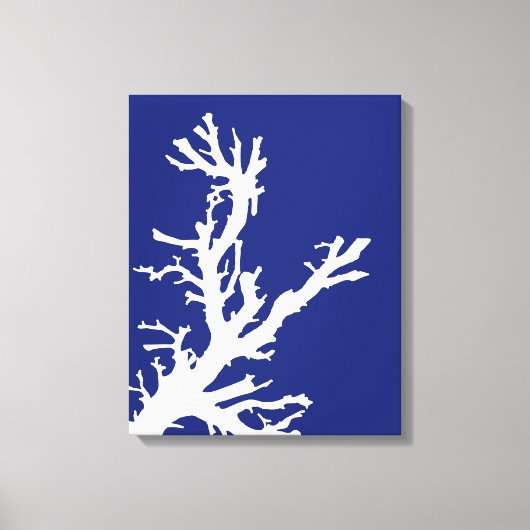 Koraaltak, marineblauw en wit canvas afdruk (Voorkant)