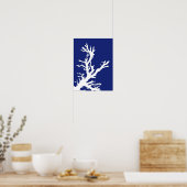 Koraaltak, marineblauw en wit poster (Keuken)