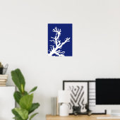 Koraaltak, marineblauw en wit poster (Thuiskantoor)