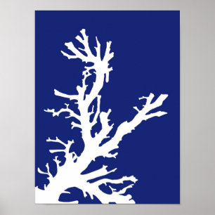 Koraaltak, marineblauw en wit poster