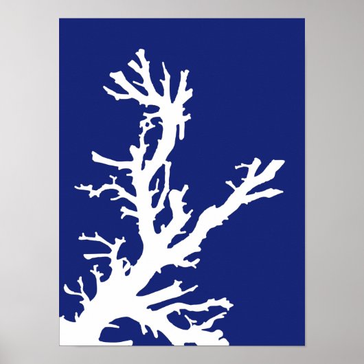 Koraaltak, marineblauw en wit poster (Voorkant)