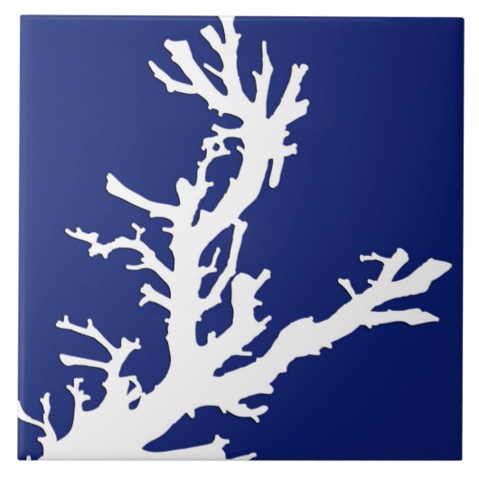 Koraaltak - marineblauw en wit tegeltje (Voorkant)