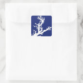 Koraaltak - marinesurk en wit vierkante sticker (Tas)