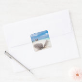 Koraaltak op het strand vierkante sticker (Envelop)