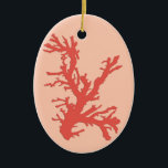 Koraaltak, schaduwen van koraal Sinaasappel Keramisch Ornament<br><div class="desc">Versiering in een koraalaftakking in diep koraal sinaasappel tegen een lichte koraalachtergrond van sinaasappel</div>
