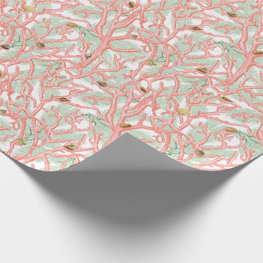 Koraaltak Seashells Kustkust Cadeaupapier (Hoek)
