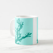Koraaltak - turquoise en aqua koffiemok (Voorkant links)