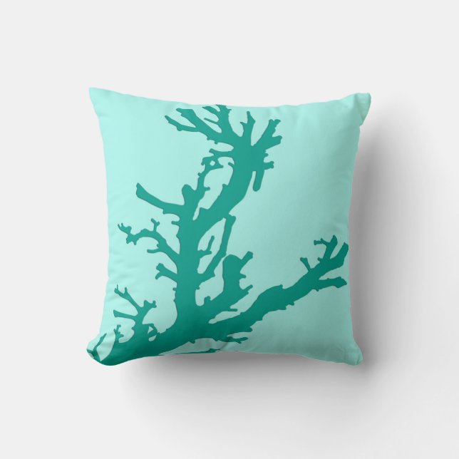 Koraaltak - turquoise en aqua kussen (Voorkant)