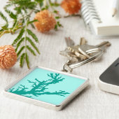 Koraaltak - turquoise en aqua sleutelhanger (Zijkant)