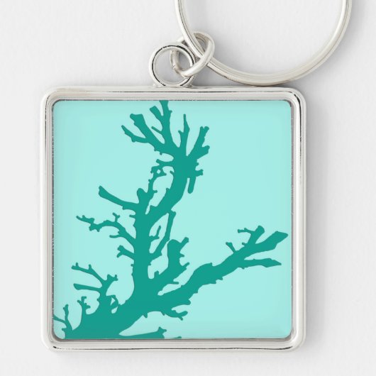 Koraaltak - turquoise en aqua sleutelhanger (Voorkant)