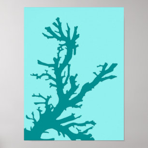 Koraaltak, turquoise en licht aqua poster