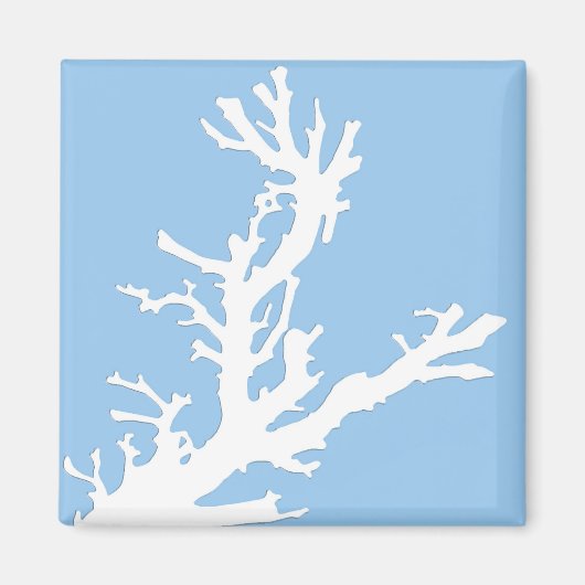 Koraaltak - wit op bleek blauw magneet (Voorkant)