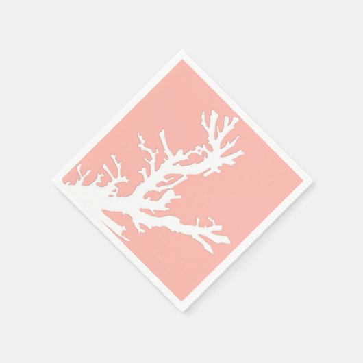 Koraaltak - wit op koraalroze servetten (Hoek)