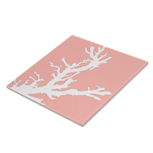 Koraaltak - wit op koraalroze tegeltje (Zijkant)