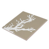 Koraaltak - wit op taupettan tegeltje (Zijkant)