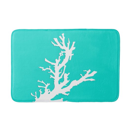 Koraaltak - wit op turquoise badmat (Voorkant)