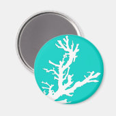 Koraaltak - wit op turquoise magneet (Voorkant / Achterkant)