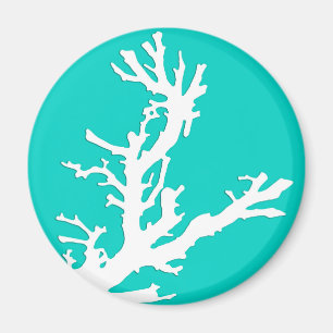 Koraaltak - wit op turquoise magneet