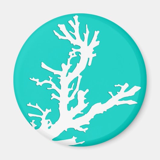 Koraaltak - wit op turquoise magneet (Voorkant)
