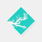 Koraaltak - wit op turquoise servet (Hoek)