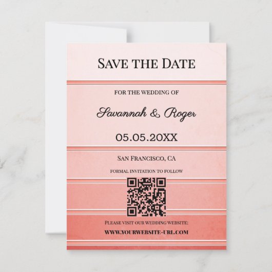 Koraaltoon op Tone Striped Photo Save the Date Aankondiging (Achterkant)