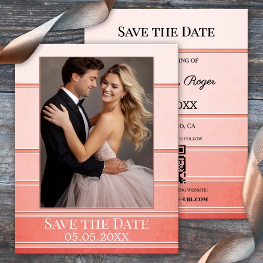 Koraaltoon op Tone Striped Photo Save the Date Aankondiging