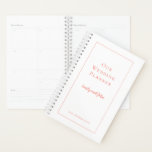 Koraaltypografie en Border Wedding Planner<br><div class="desc">Het plannen van een bruiloft kan een enorme taak zijn, en deze handige planner houdt alles voor u op de rails! Om te coördineren met de Minimalist Coral bruiloft briefpapier bereik, kunt u gemakkelijk de tekst op de voorkant te personaliseren en ook de achtergrond en tekst kleuren veranderen als je...</div>