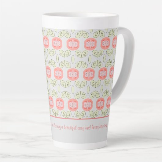 Koraalventilator op grijs latte mok (Rechterhoek)