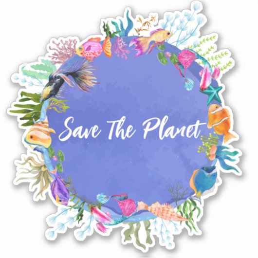 Koraalvis bespaart de Sticker van de planeet (Voorkant)