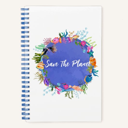 Koraalvis, Ocean Blue, Red de planeet Notitieboek (Voorkant)