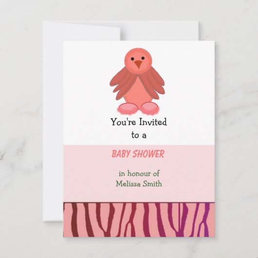 Koraalvogeltje Baby Shower Uitnodiging (Voorkant)