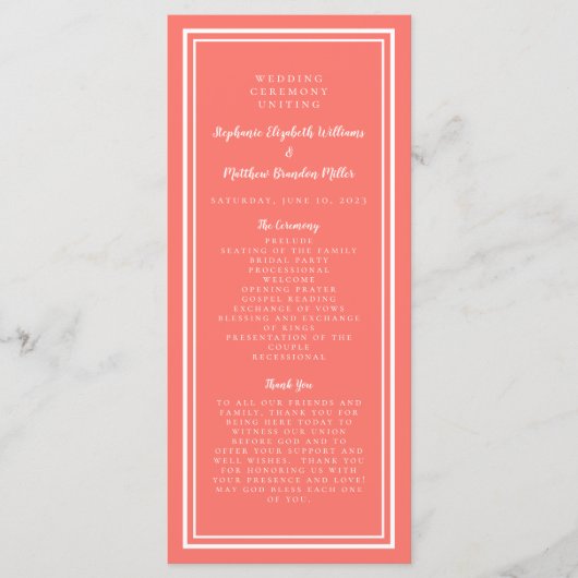 Koraalweddenschappen — Minimalistisch Eenvoudige P Programmakaart (Voorkant)