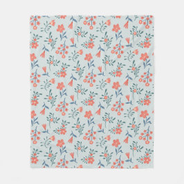 Koraalweide Bloemmotief Fleece Deken