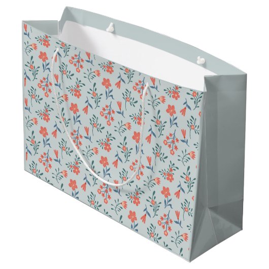 Koraalweide Bloemmotief Groot Cadeauzakje (Achterkant Gekanteld)